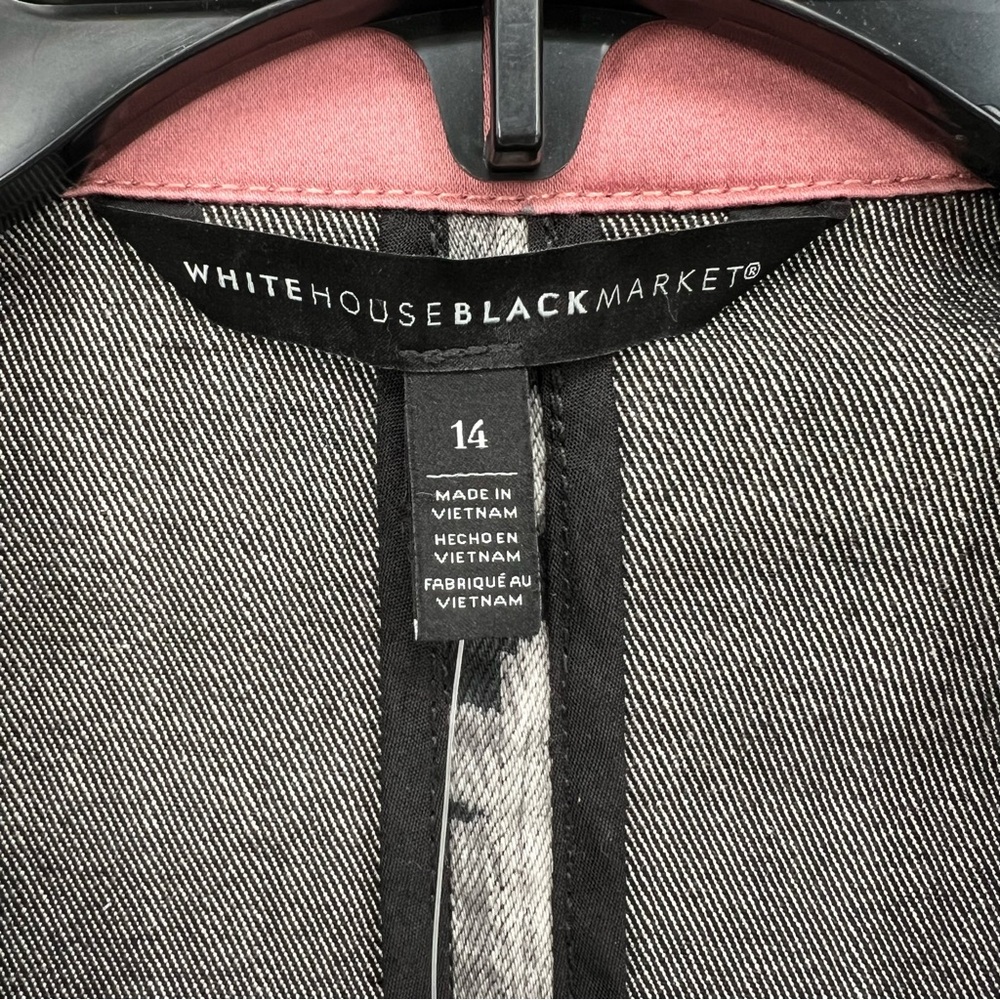 White House Black Market Jacket Womens Size 14 Black & Gray Zebra Print Moto NWT - Picture 13 of 16